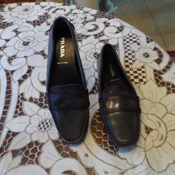 Prada Dark Gray Patent Leather Loafers Size 36M - Picture 1 of 16